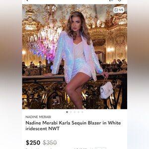 NADINE MERABI Shimmering White Blazer